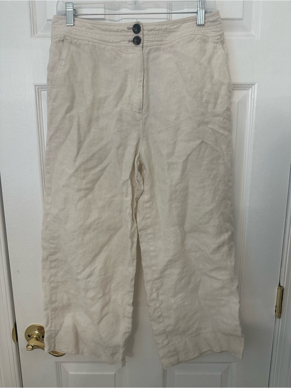 Boden Beige 100% Linen Wide Leg Cropped Pants T0764 US 8R‎